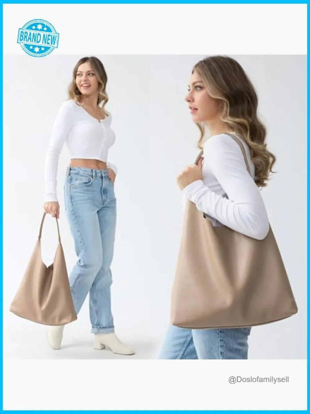 Slouchy Hobo Tote Vegan Leather Shoulder Handbag Soft for Work Travel